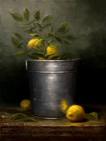 "Lemons in wine bucket"  9x12 oil on board